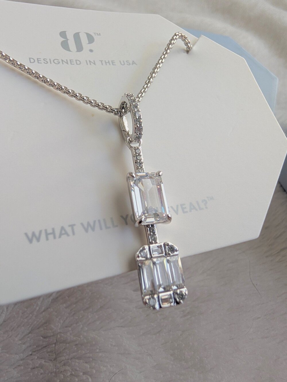 Bomb Party When All Else Rests Diamond CZ Necklace Rhodium Plated NK40259